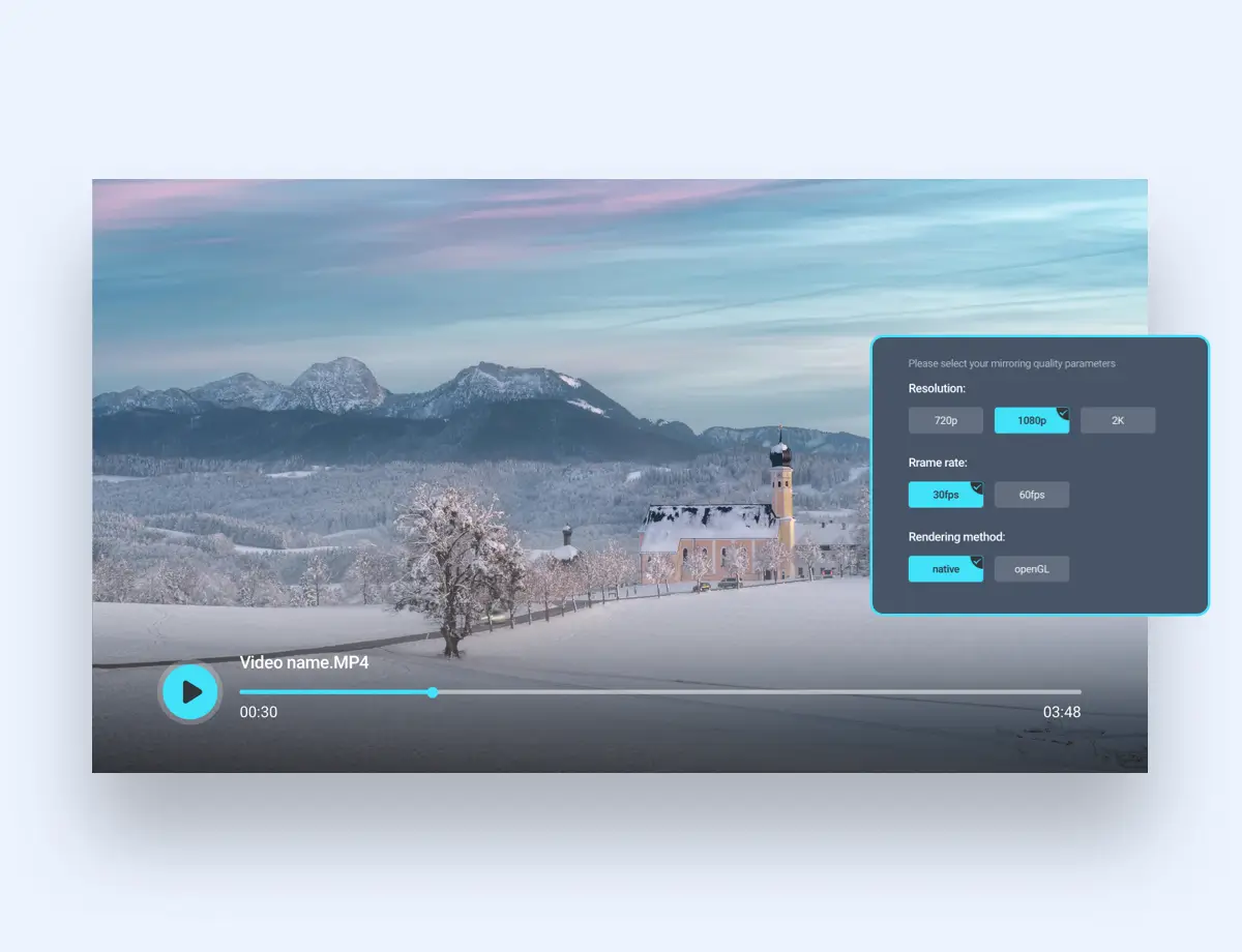 Connect two devices and start screen mirroring