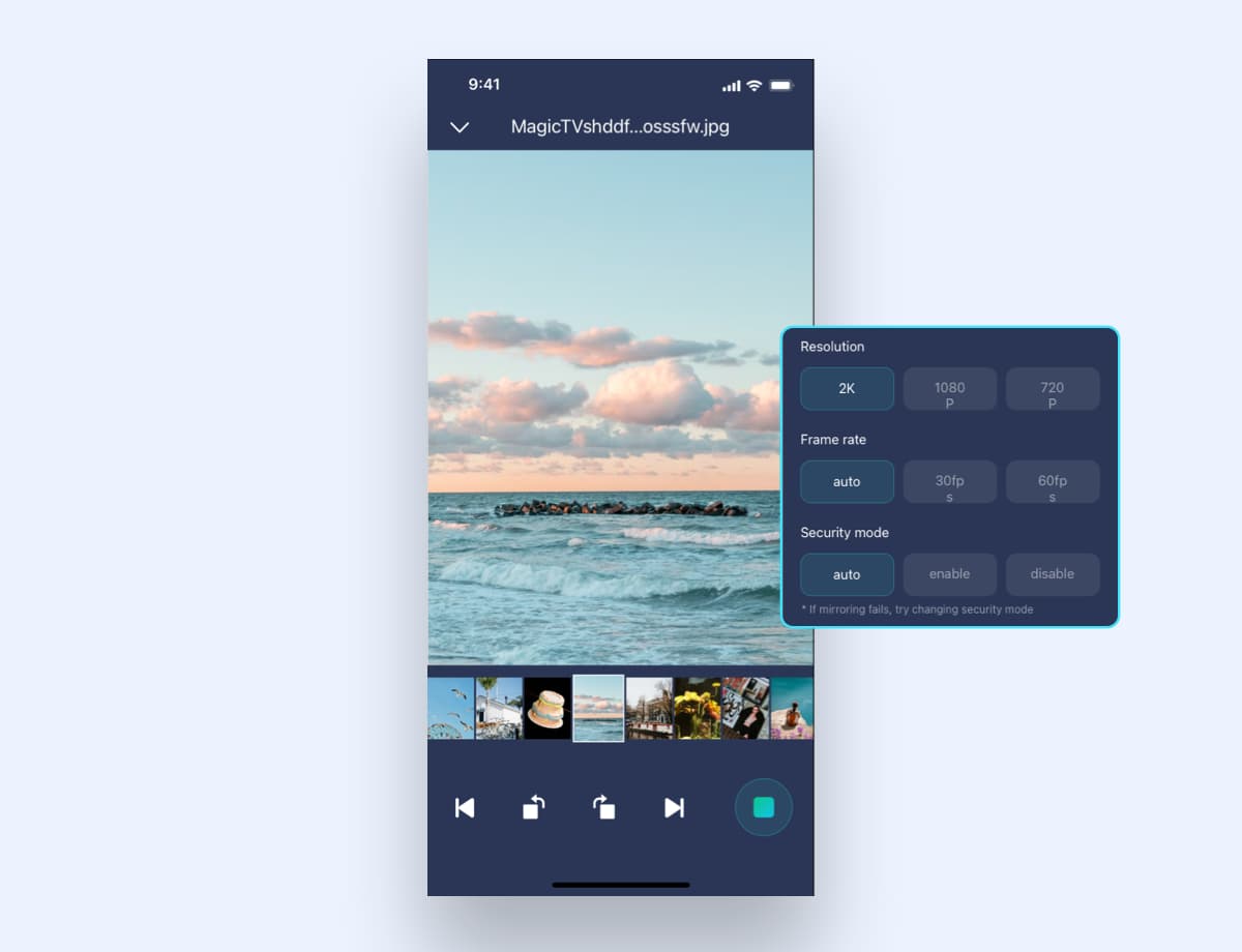 Connect two devices and start screen mirroring