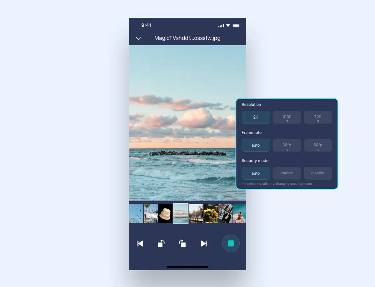 Connect two devices and start screen mirroring