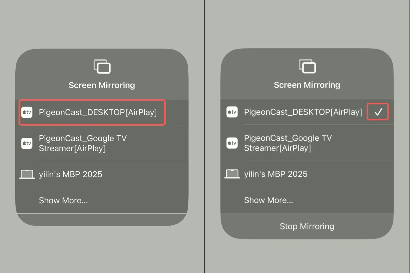 Select Device to Connect with iPhone