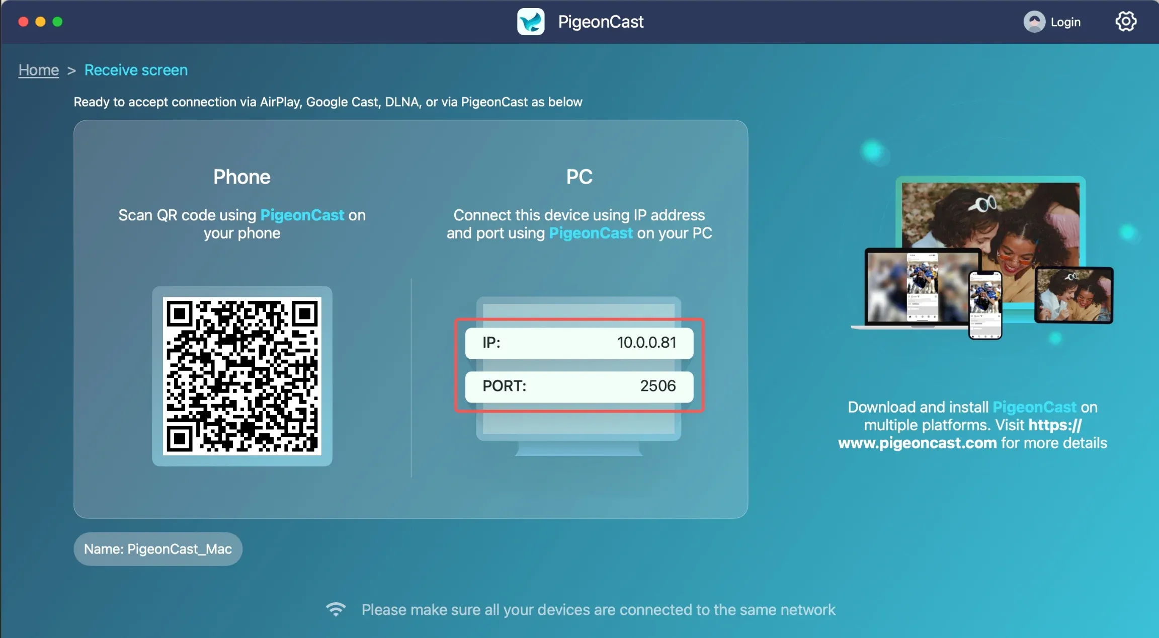 Identify Mac IP Address and PORT