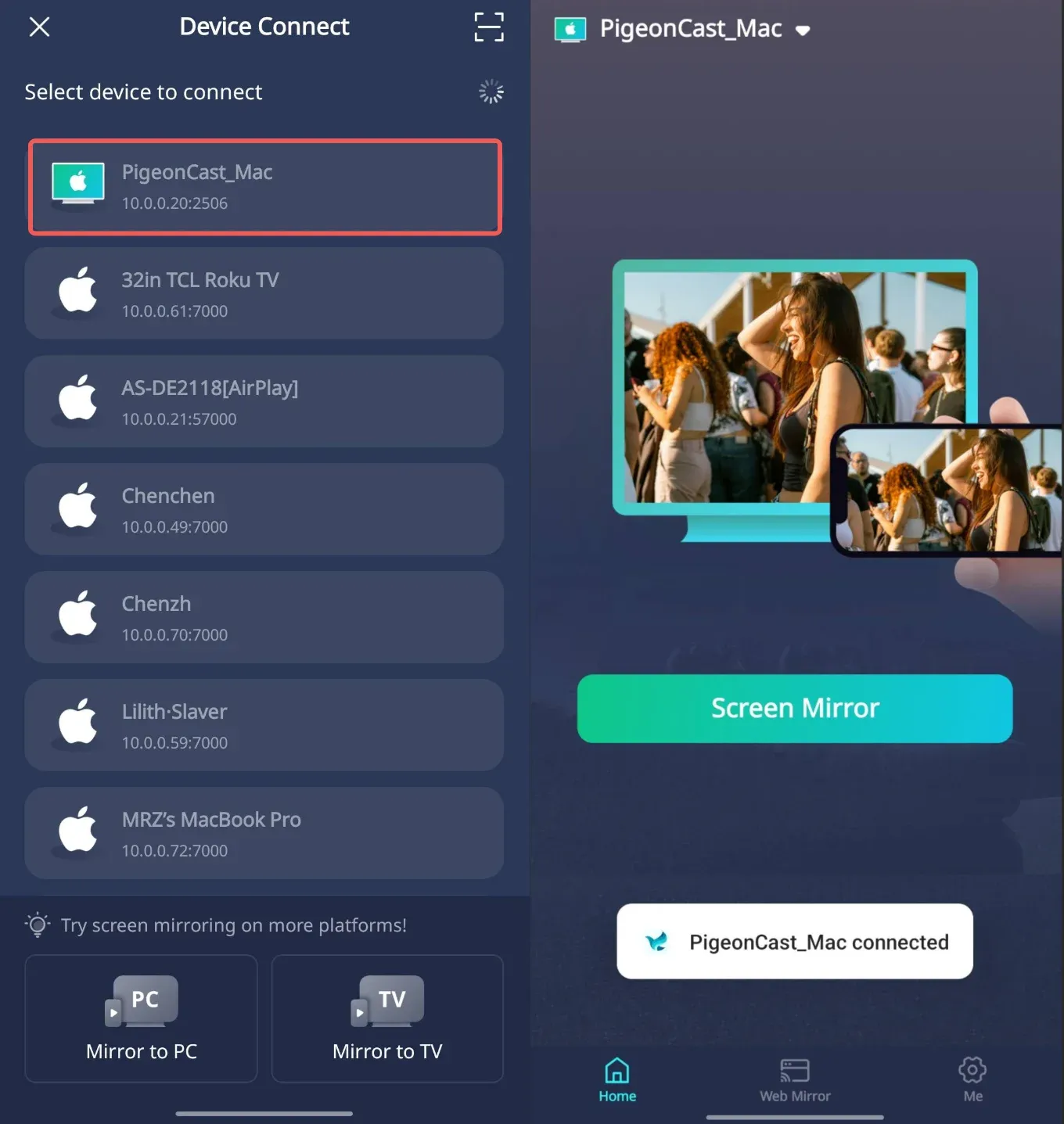 Search for Mac on Phone