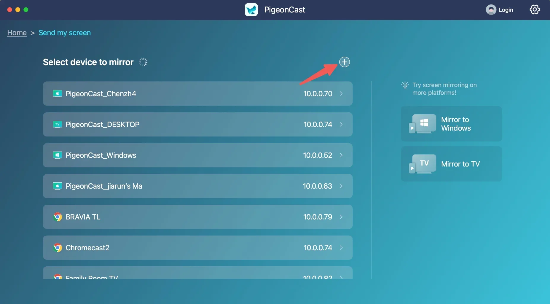 Click Add Button on Mac