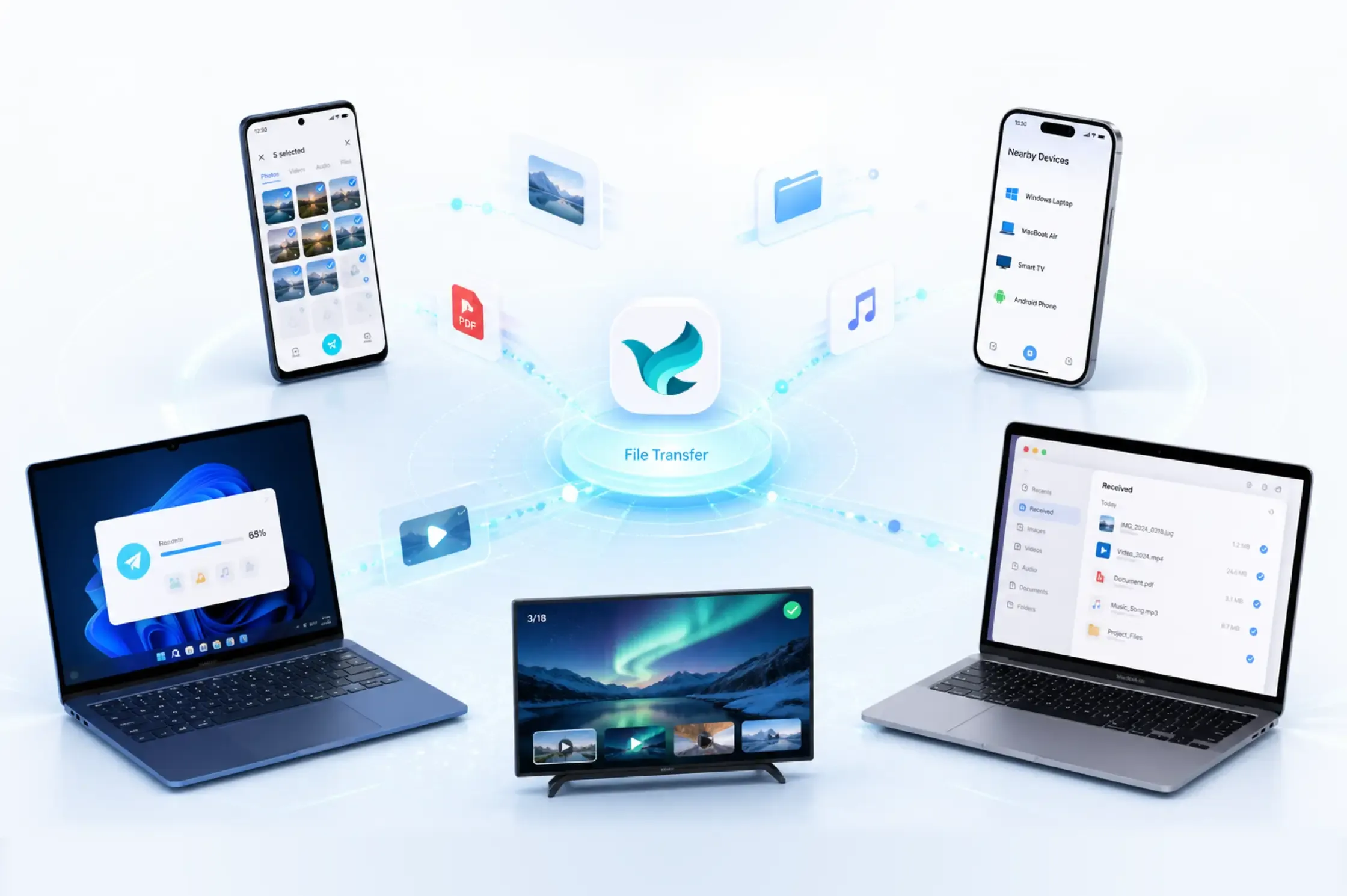 transfer files between different devices wirelessly via PigeonCast
