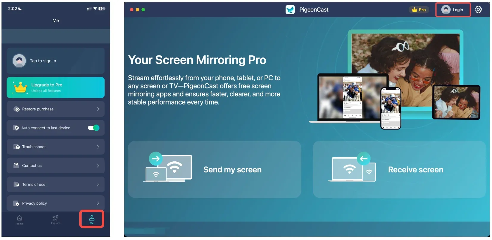 open PigeonCast app