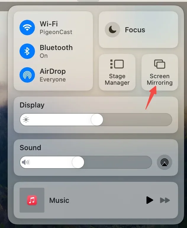 Click Screen Mirroring Button on Mac