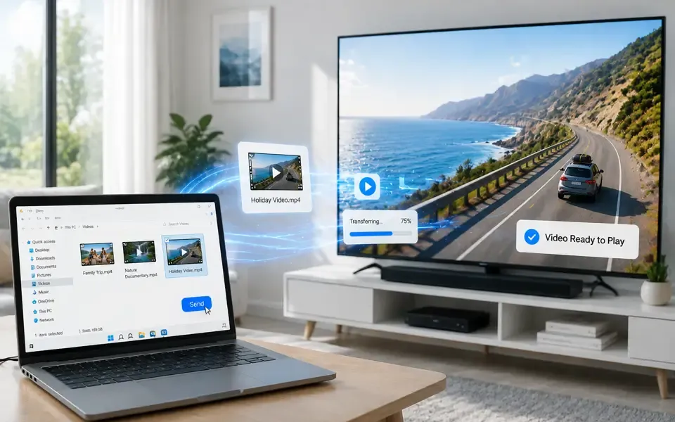 send videos from computer to TV wirelessly