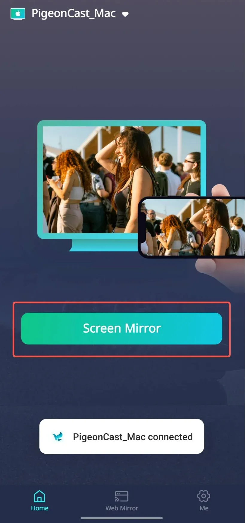 Tap Screen Mirror Button
