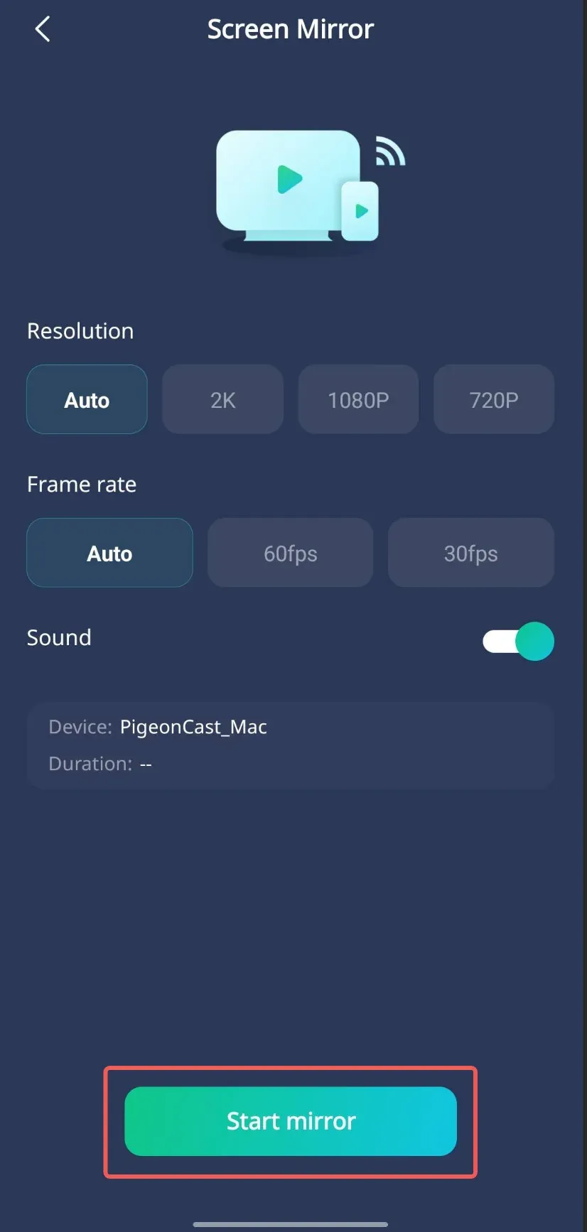 Click Start Mirror Button