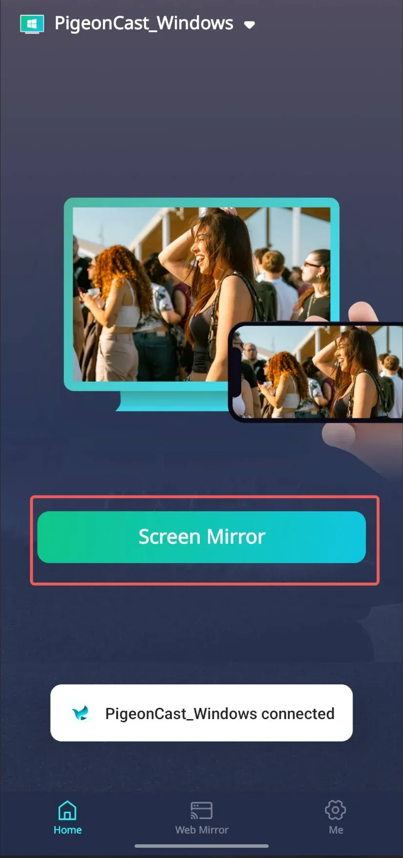 Tap Screen Mirror Button