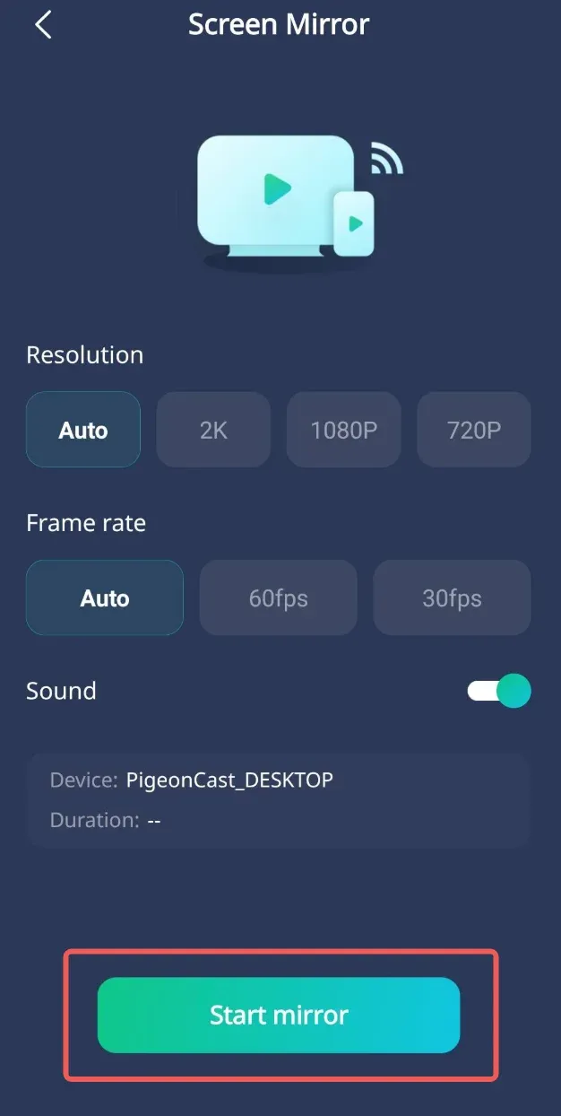 Tap Start Mirror Button on iPhone
