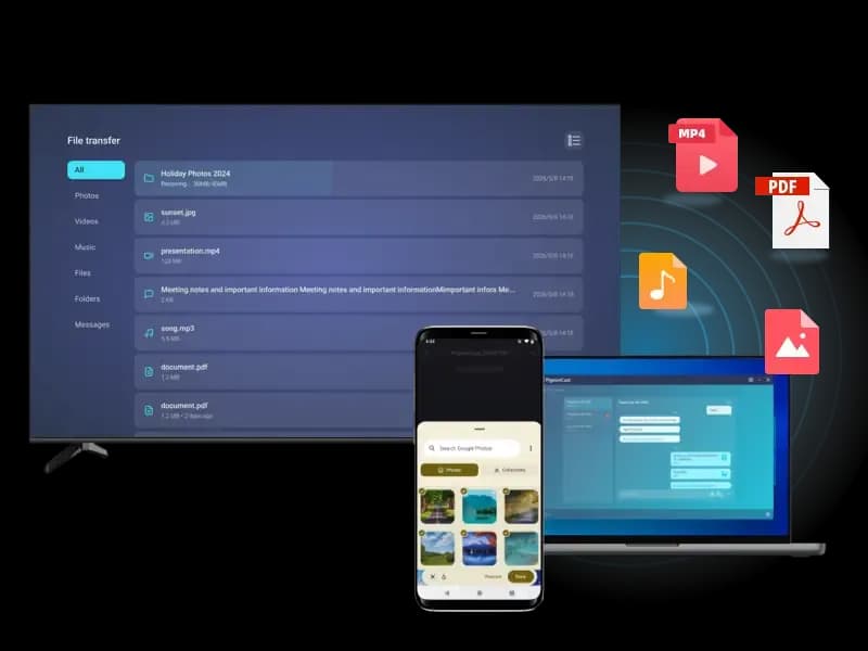 start sending files from phone or computer to TV